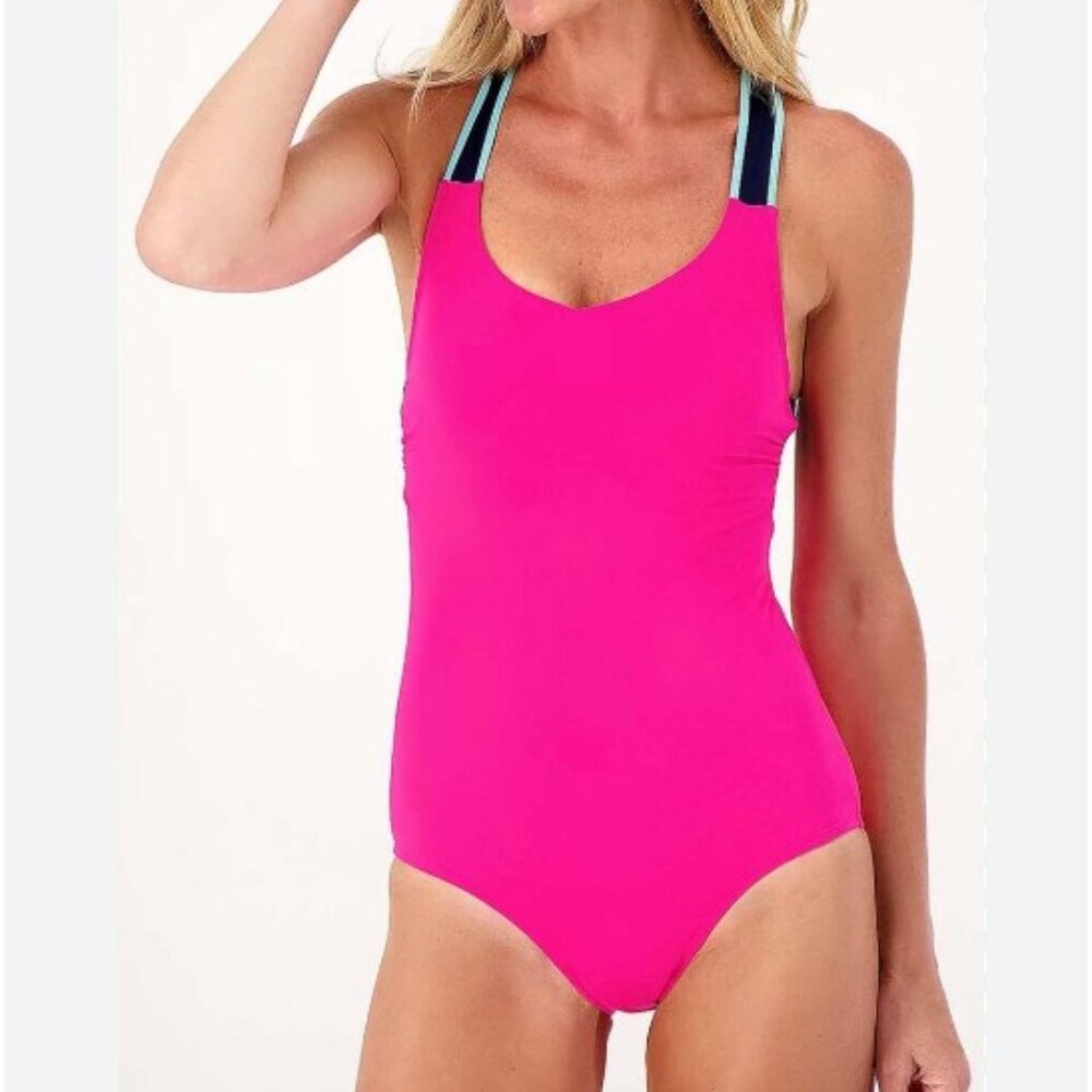 Lands' End 8 One Piece Swimsuit Hot Pink
